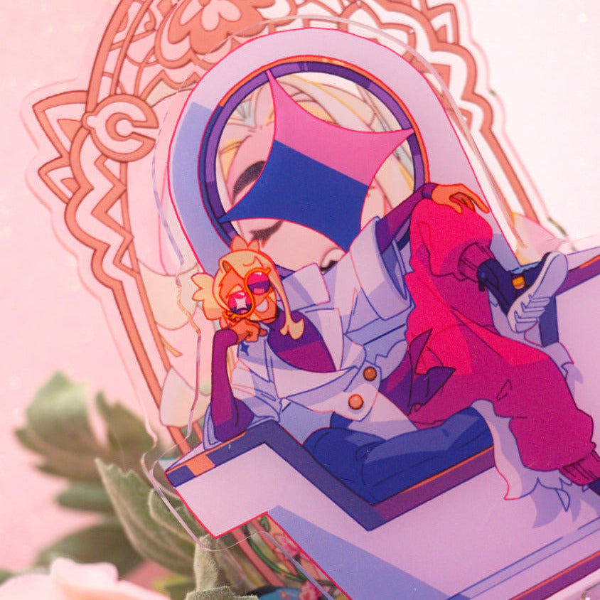 Combined acrylic standees, with Apollo infront and Tia in the back